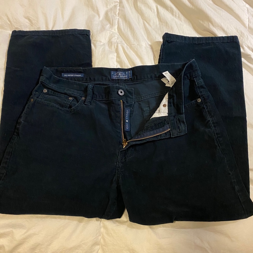 Lucky Brand 363 Vtg Straight Blue Cord Pants sz 34